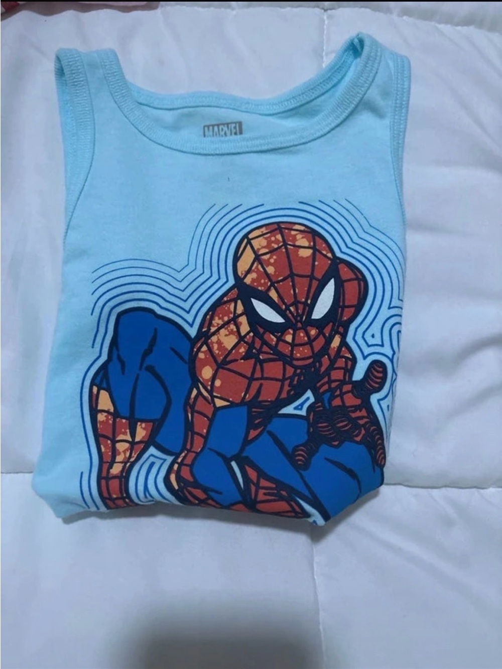 Marvel Blue Tank Top with Red & Blue Spider-Man Graphic